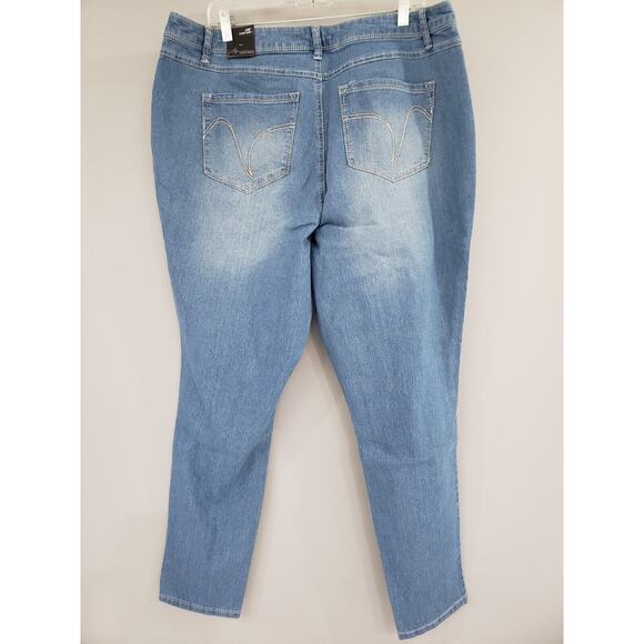 NEW SIZE 18W - A3 Denim Distressed Classic Skinny Jeans Stretch - Picture 4 of 5